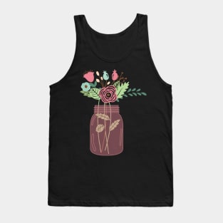 Pink Mason Jar with Cute Flowers for Girls Tank Top